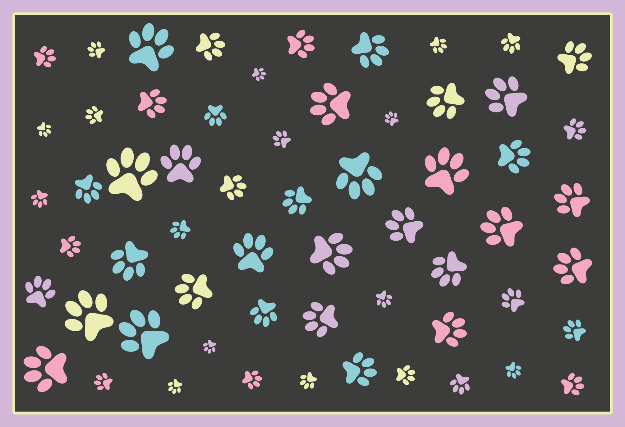 Colorful Paw Imprints animal print vinyl rug - TenStickers