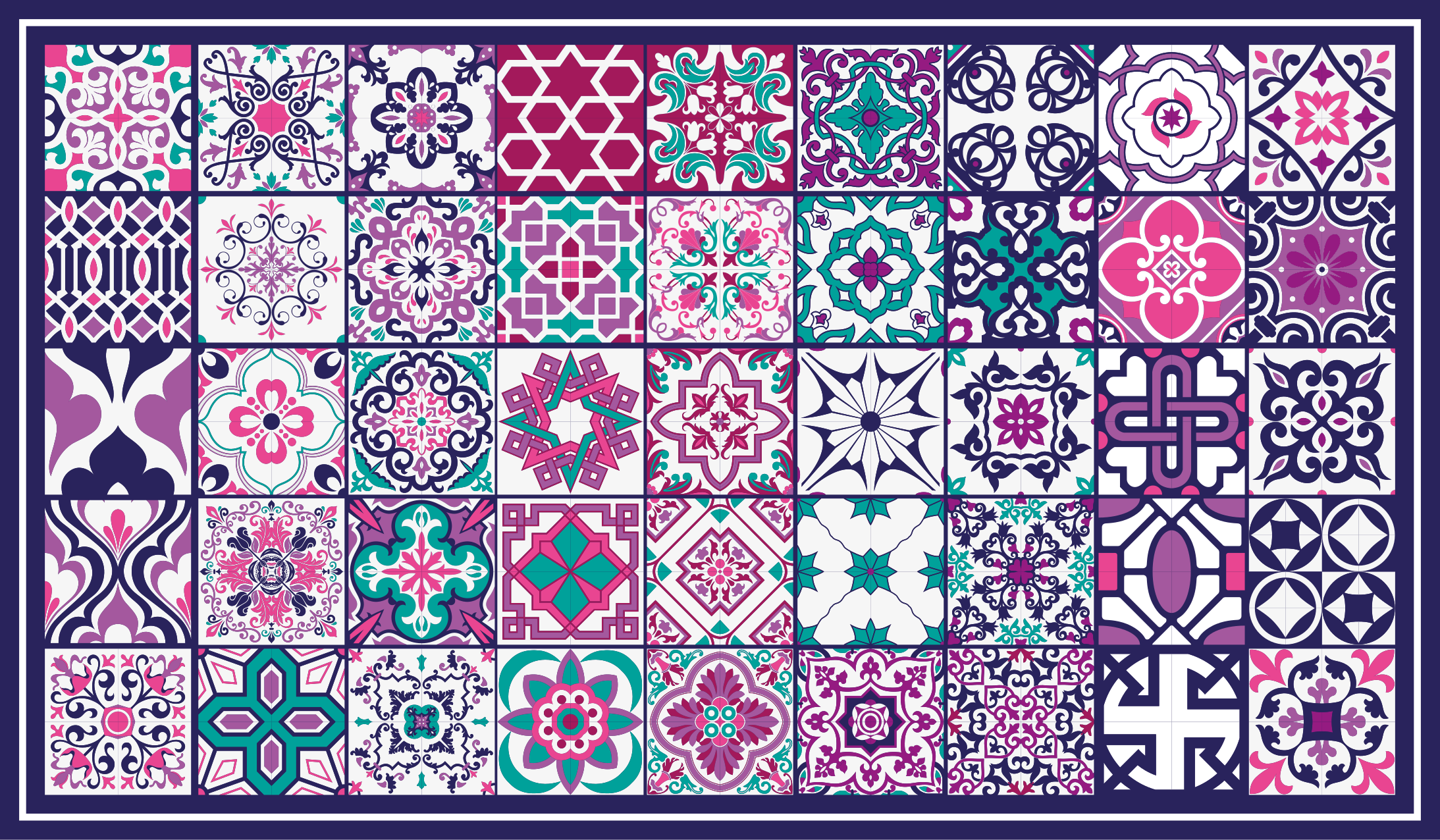 Pink maroccan tile pattern bathroom flooring - TenStickers