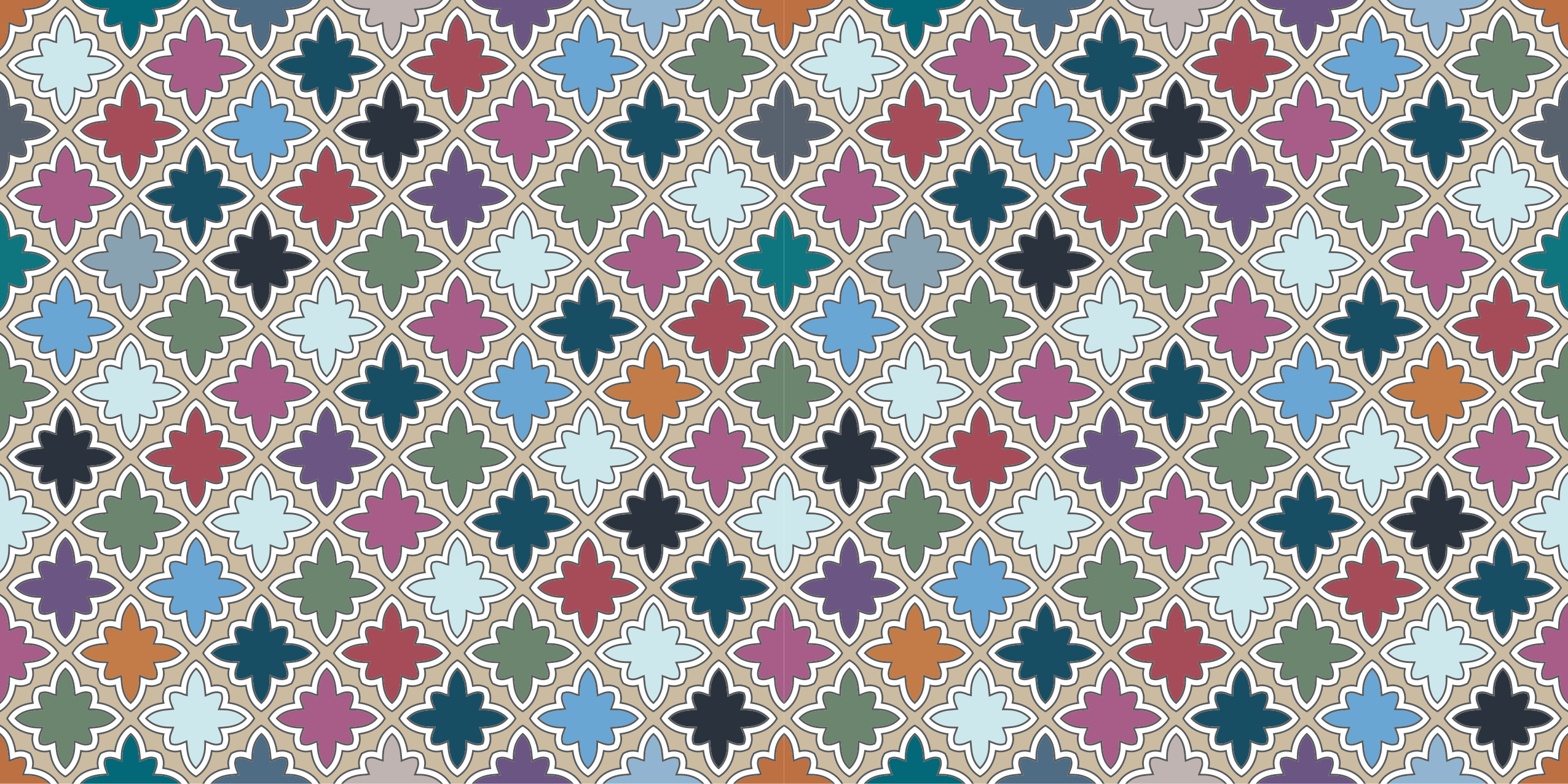 Mosaic vinyl rug lively floral design - TenStickers