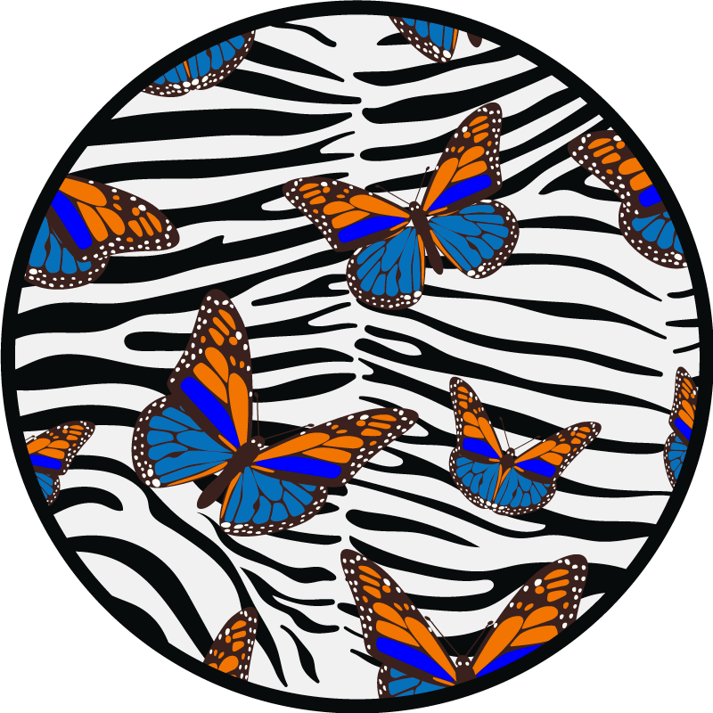 Butterfly Zebra Stripes animal print vinyl rug - TenStickers