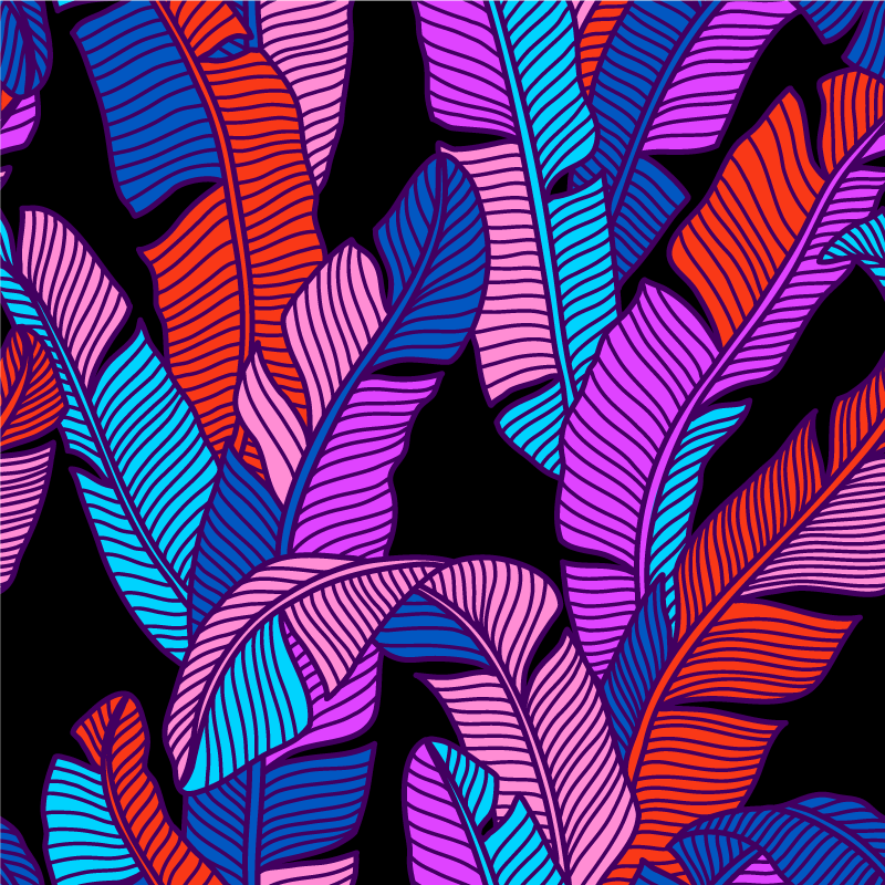 Shape design with leaves square vinyl rug - TenStickers