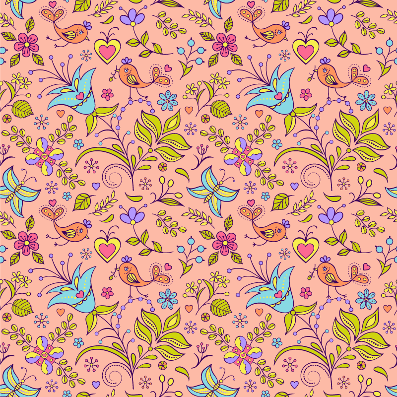 Floral spring motif floral vinyl rug - TenStickers