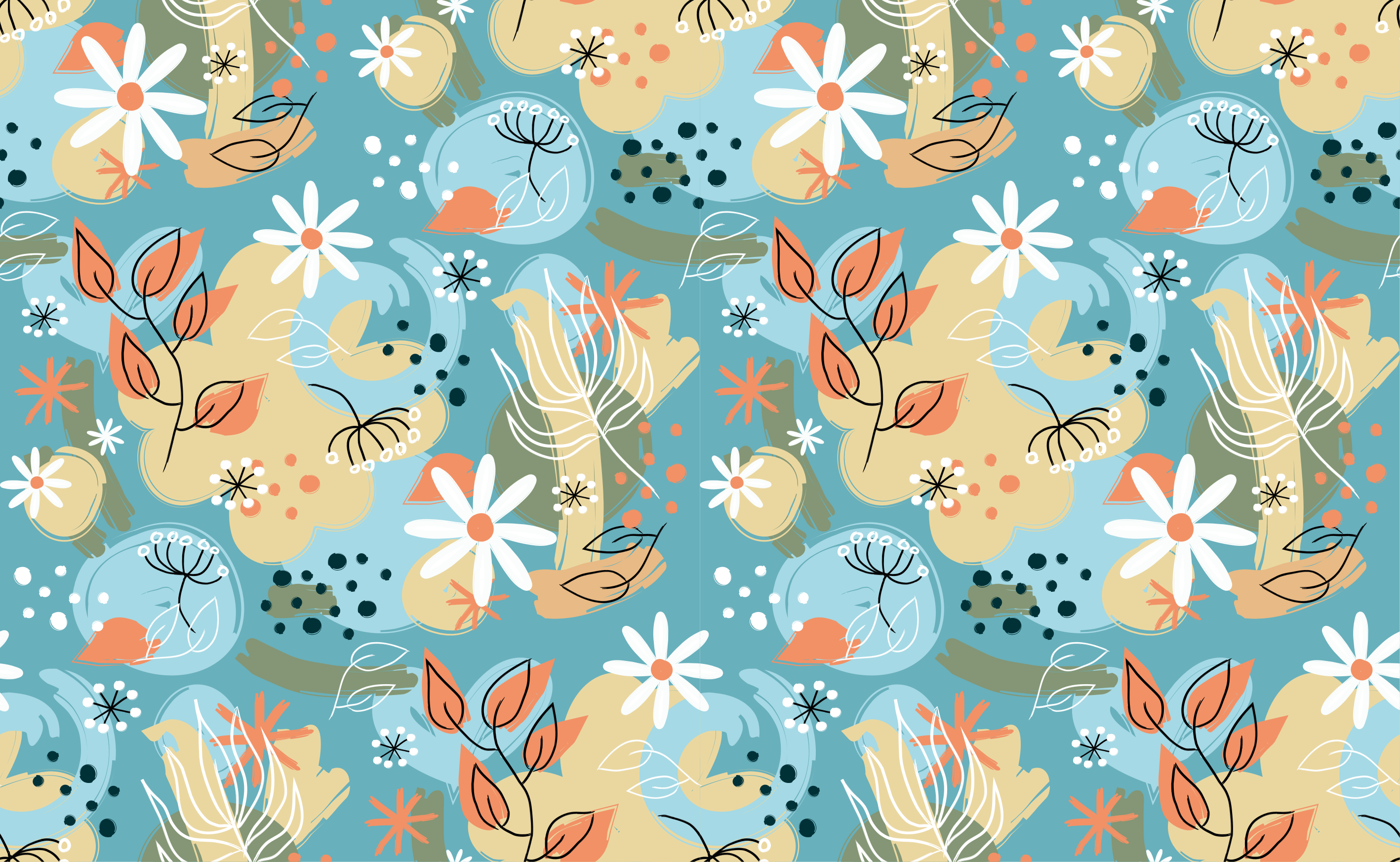 Floral abstract patterns floral vinyl rug - TenStickers