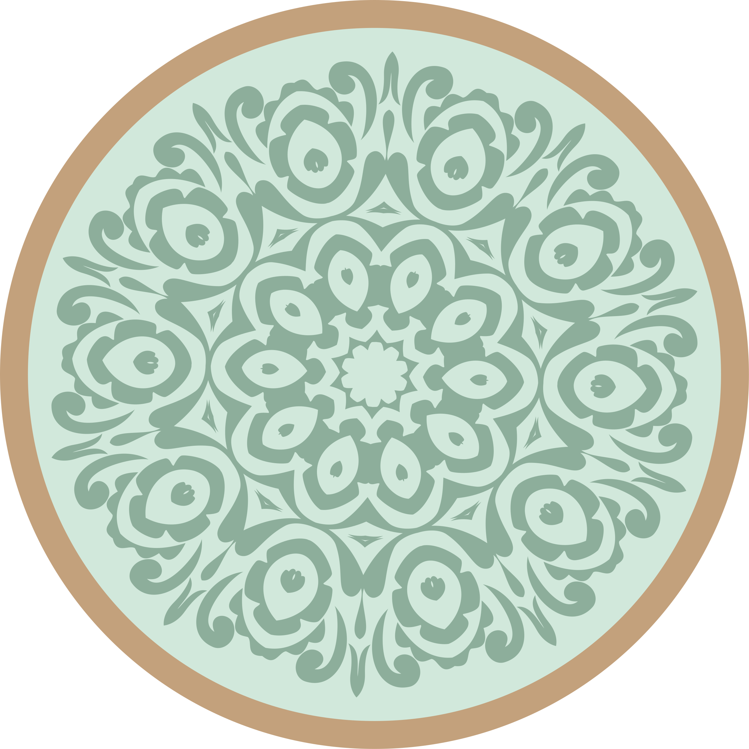 Round Botanical Arrangement mandala vinyl rug - TenStickers