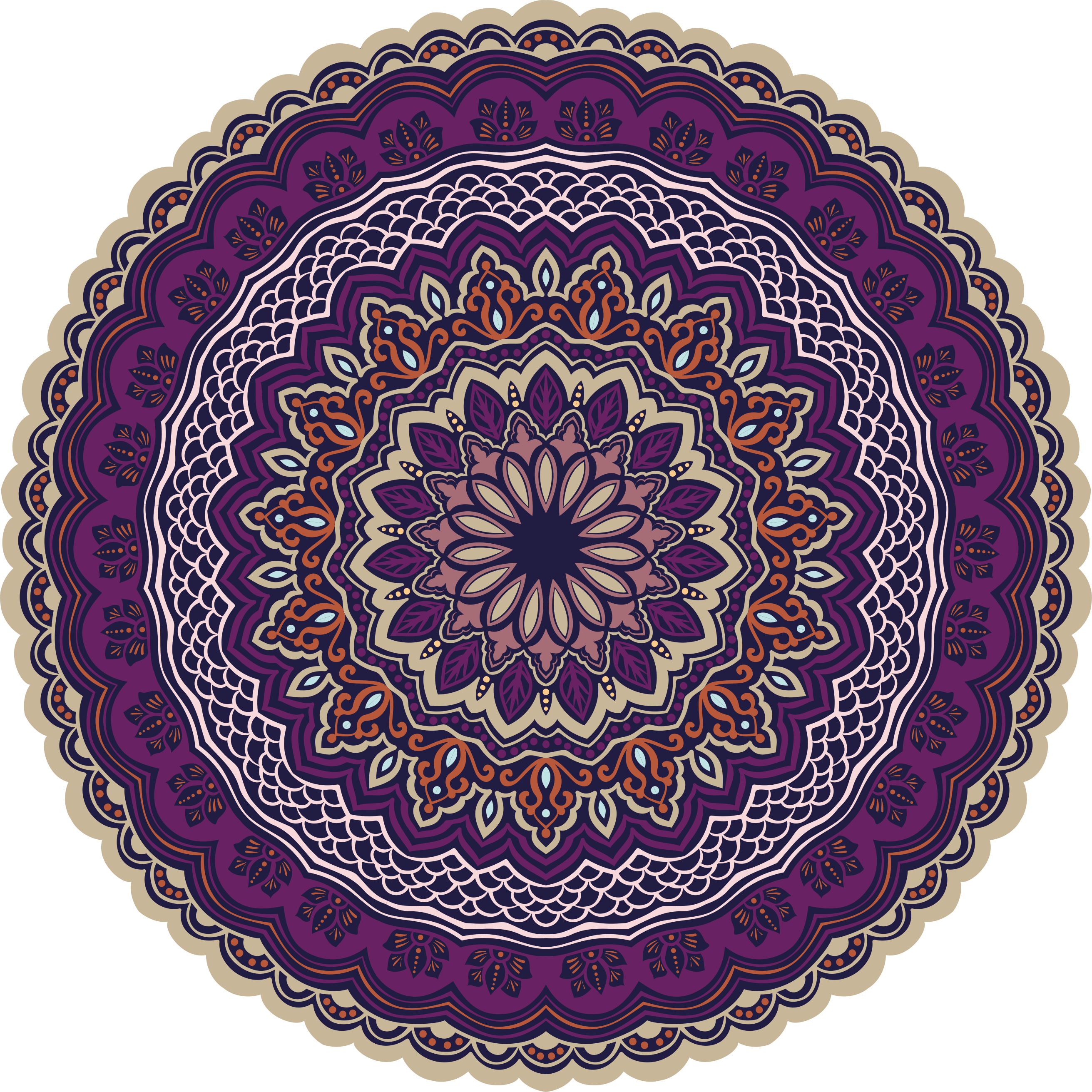 Vibrant purple design mandala vinyl rug - TenStickers