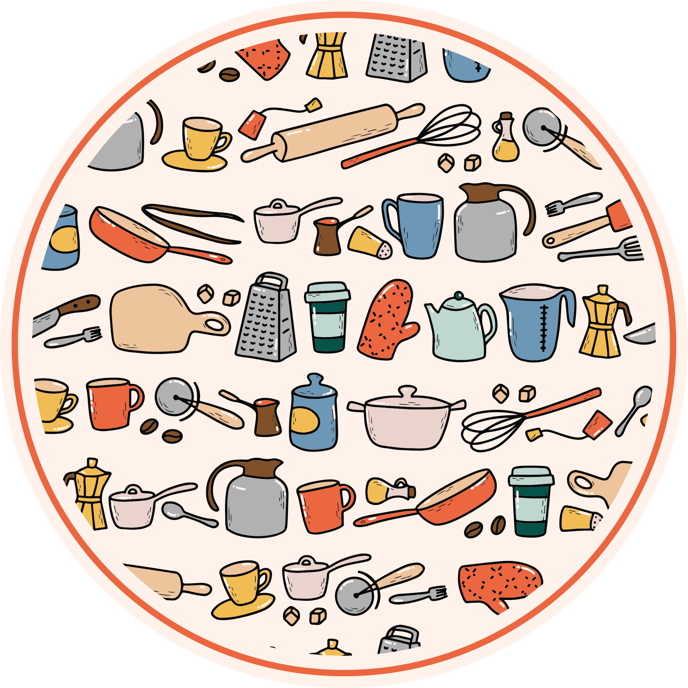 Kitchen vinyl rug kitchen utensil collection - TenStickers