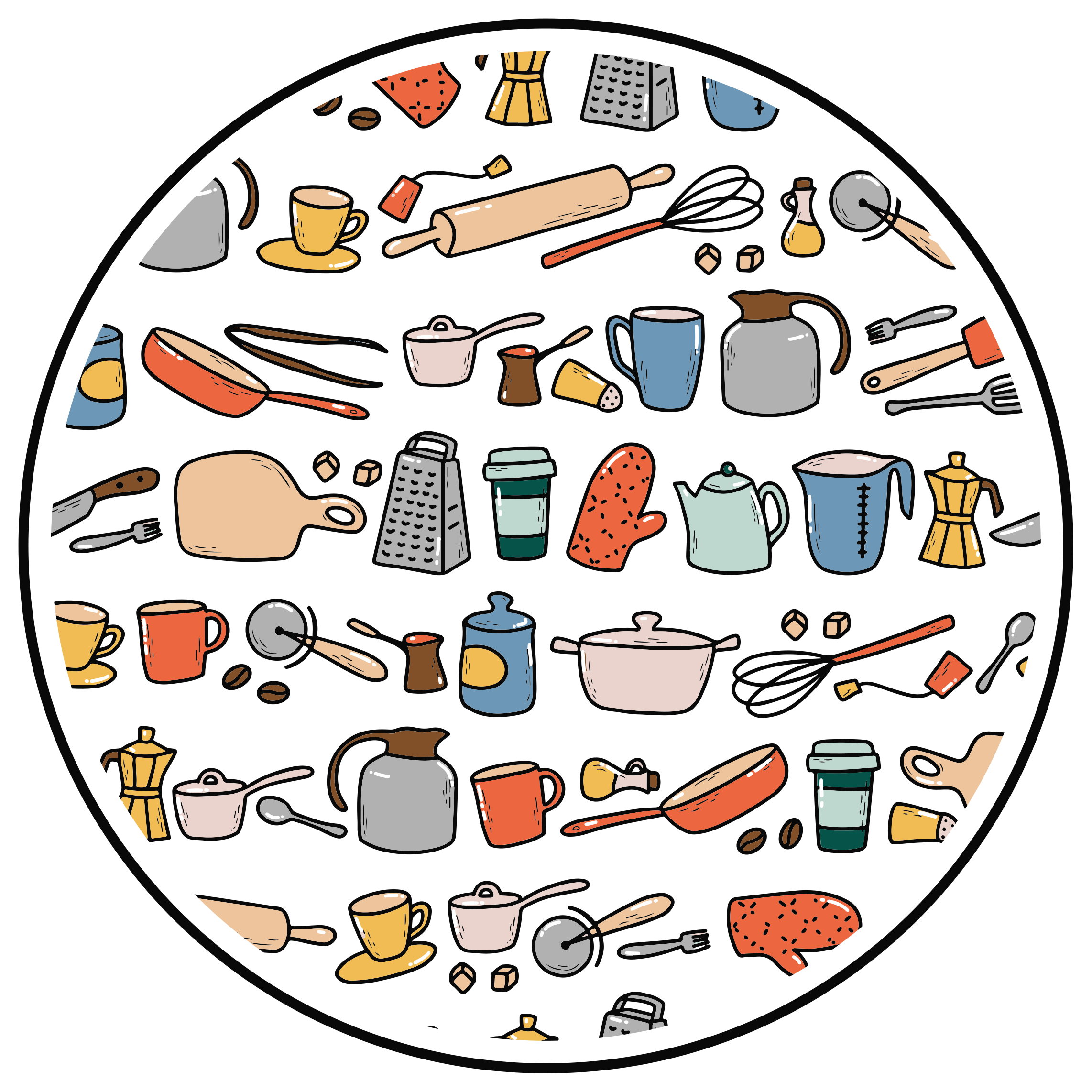 Culinary Tools Collection kitchen vinyl rug - TenStickers