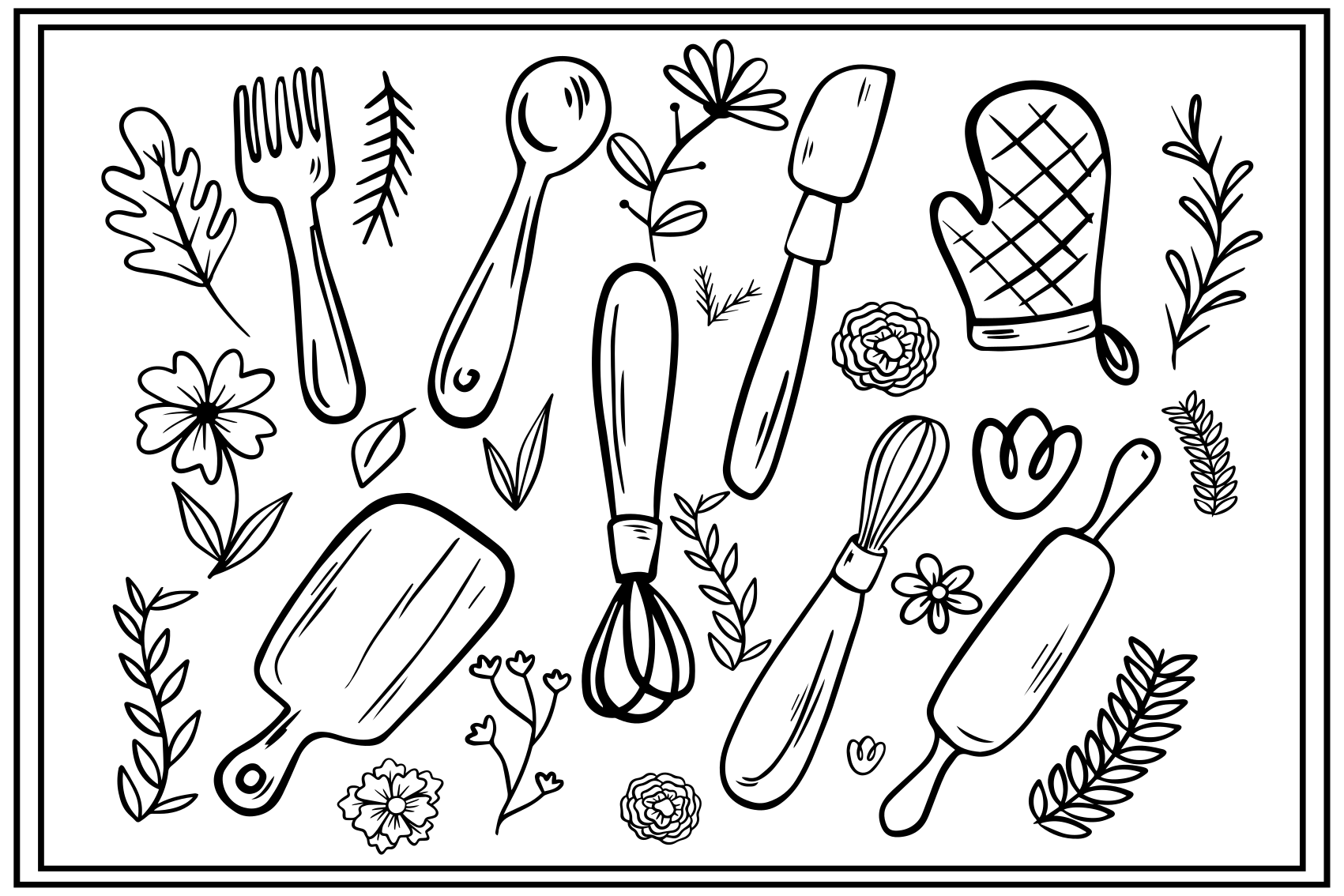 Kitchen vinyl rug with kitchen utensils illustration - TenStickers