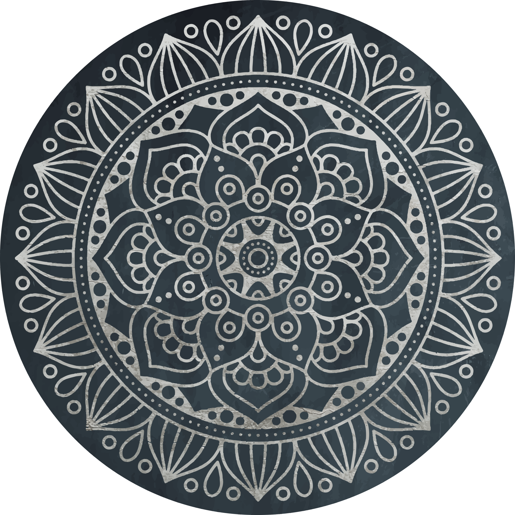 Intricate grey concept mandala vinyl rug - TenStickers