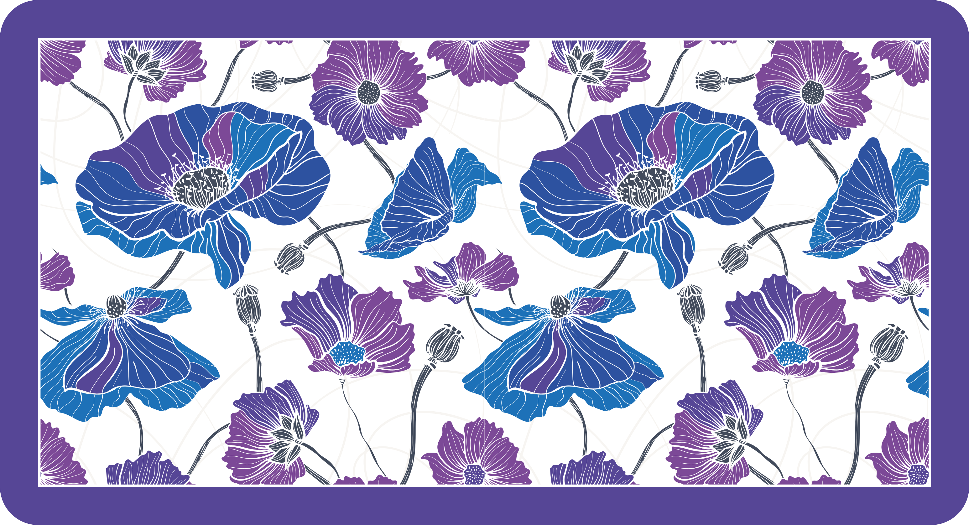 Blue botanical dream floral vinyl rug - TenStickers