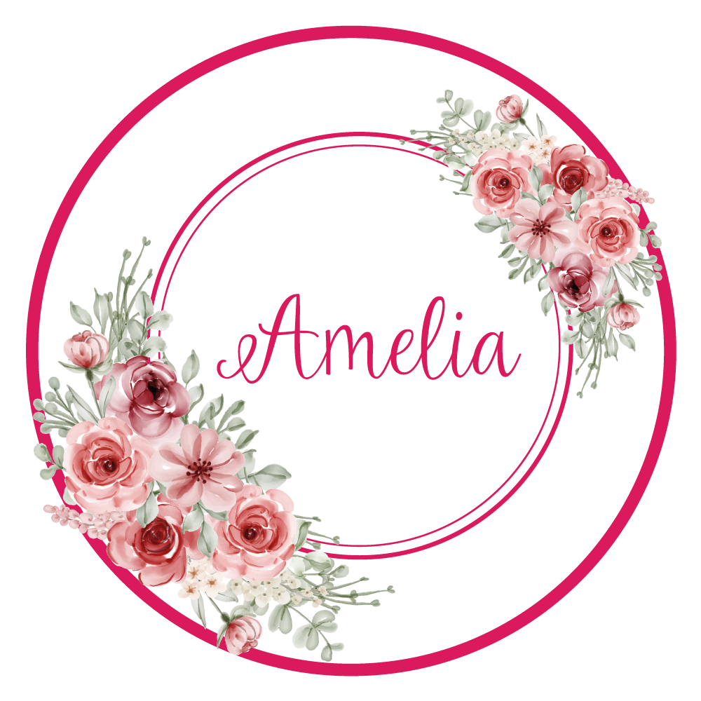 Pink bouquet with custom name personalised mat - TenStickers
