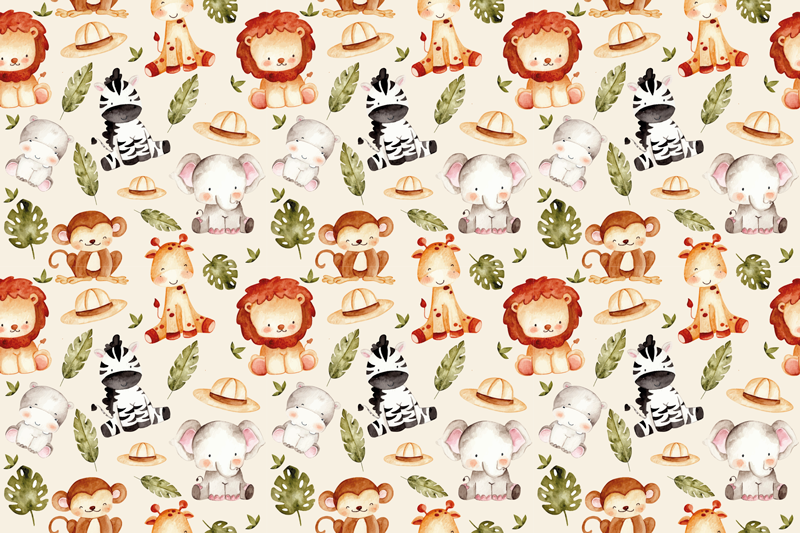 Cute Safari Animals nursery vinyl rug - TenStickers