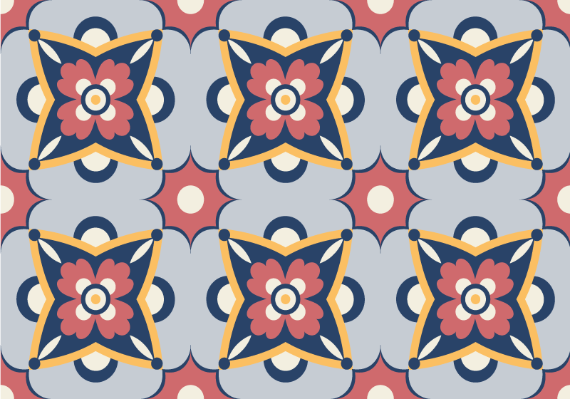 Southern colorful pattern design tile carpet - TenStickers