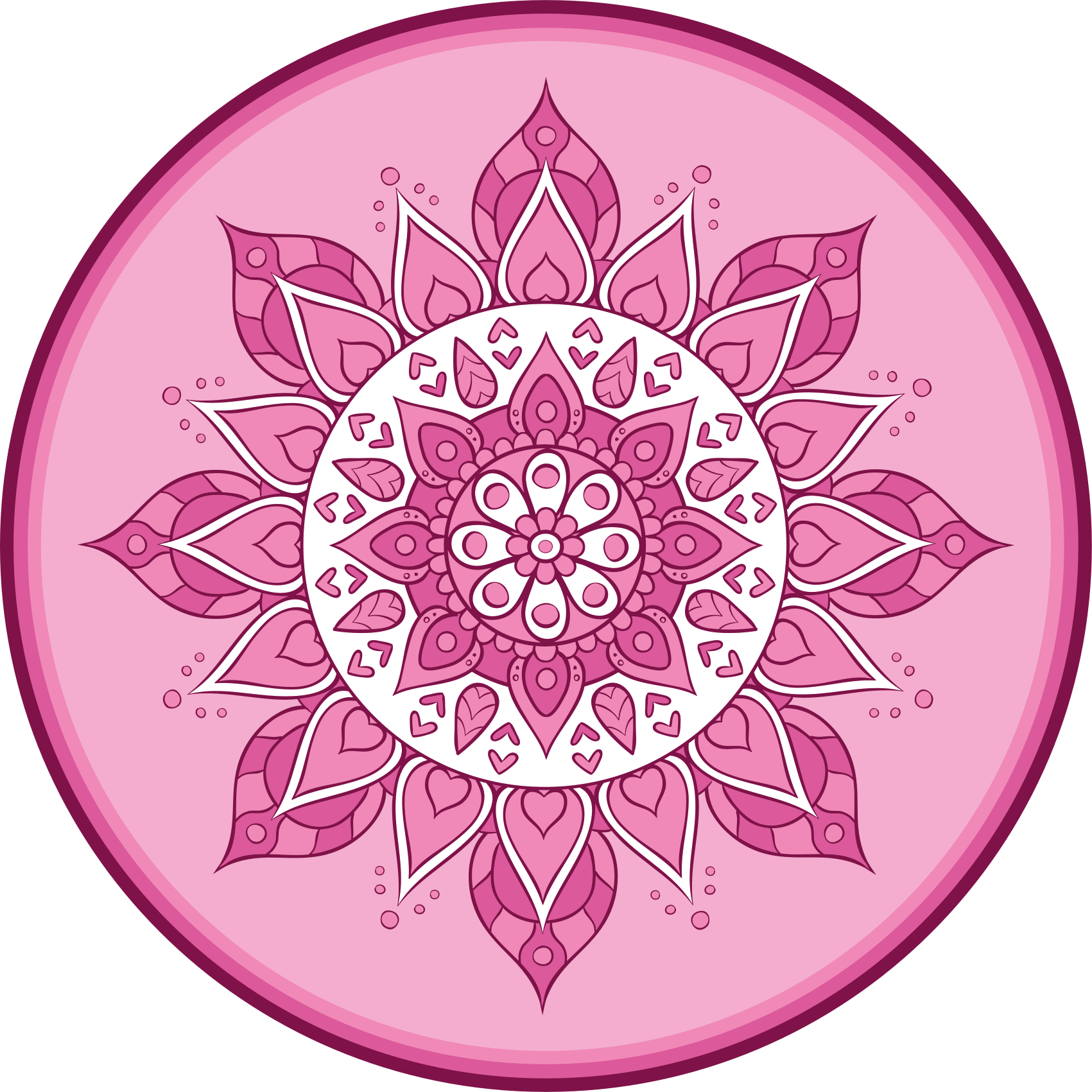 Pink Floral Meditation mandala vinyl rug - TenStickers