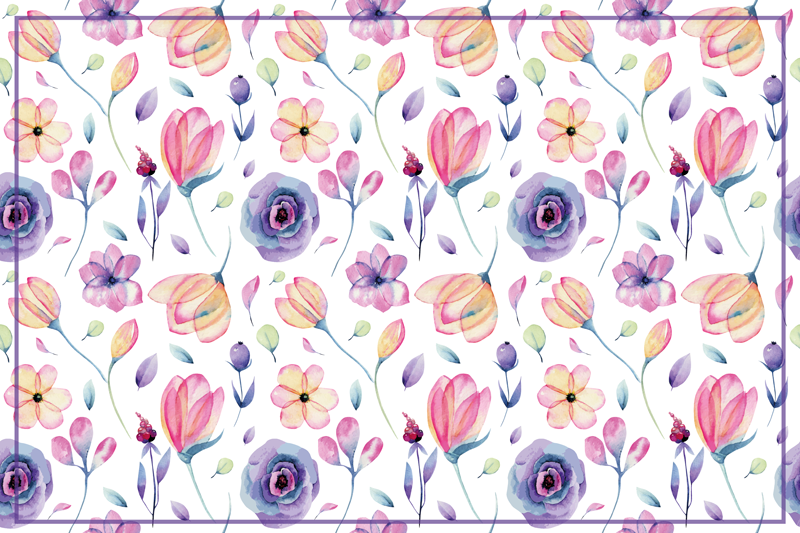 Floral vinyl rug floral watercolor design - TenStickers