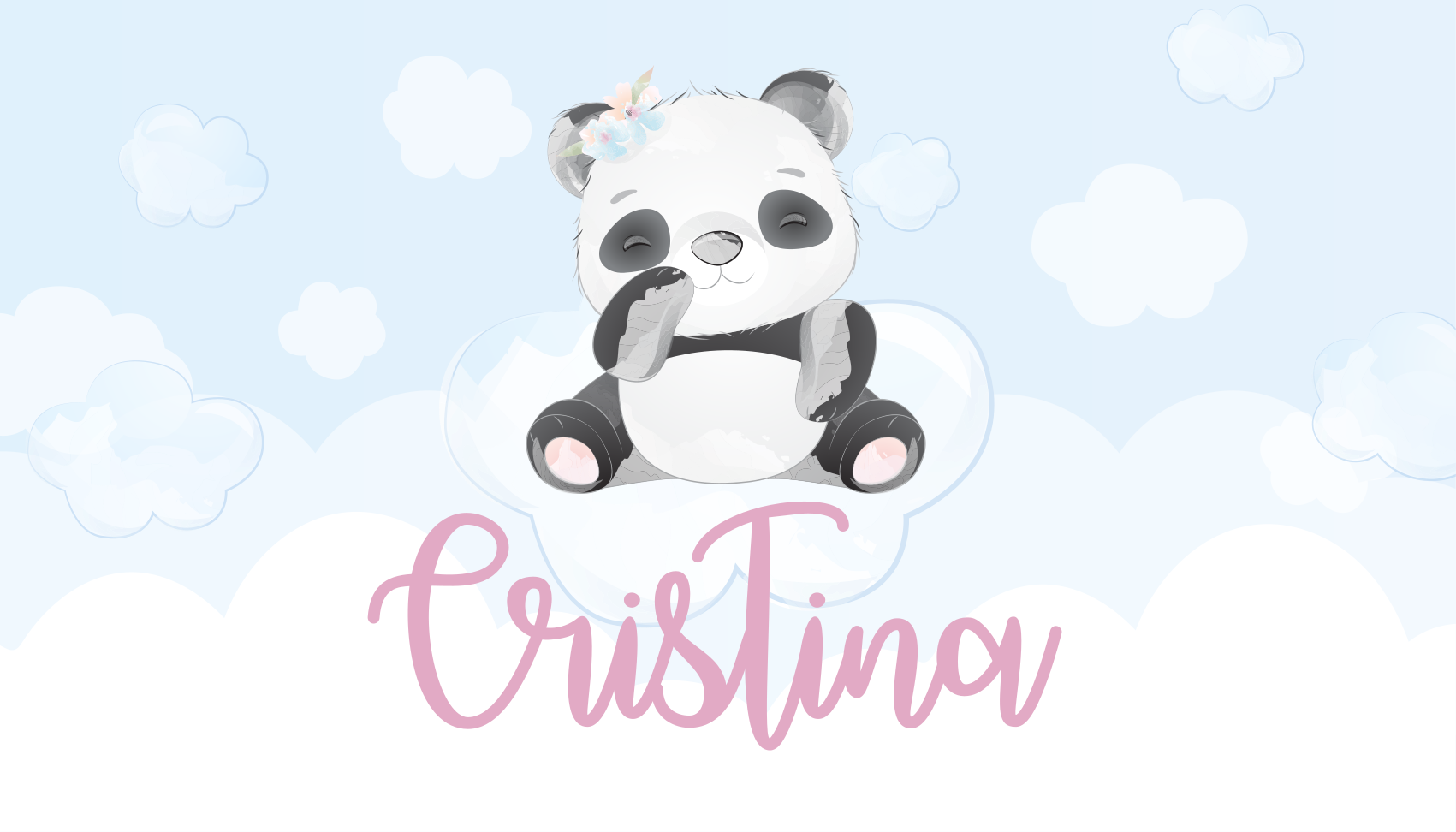 Cute Panda Illustration custom vinyl rug - TenStickers