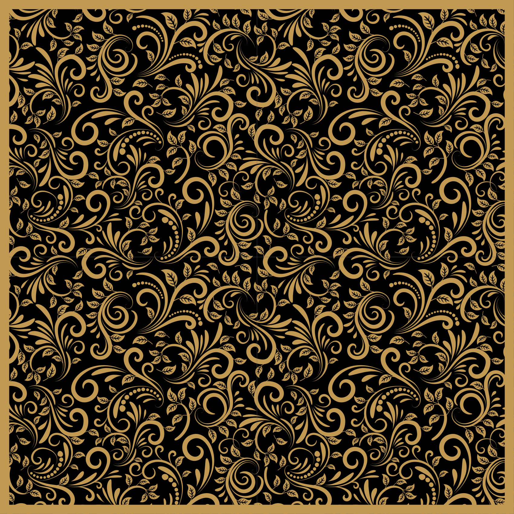 Golden leaves over a graphite  vintage rug - TenStickers