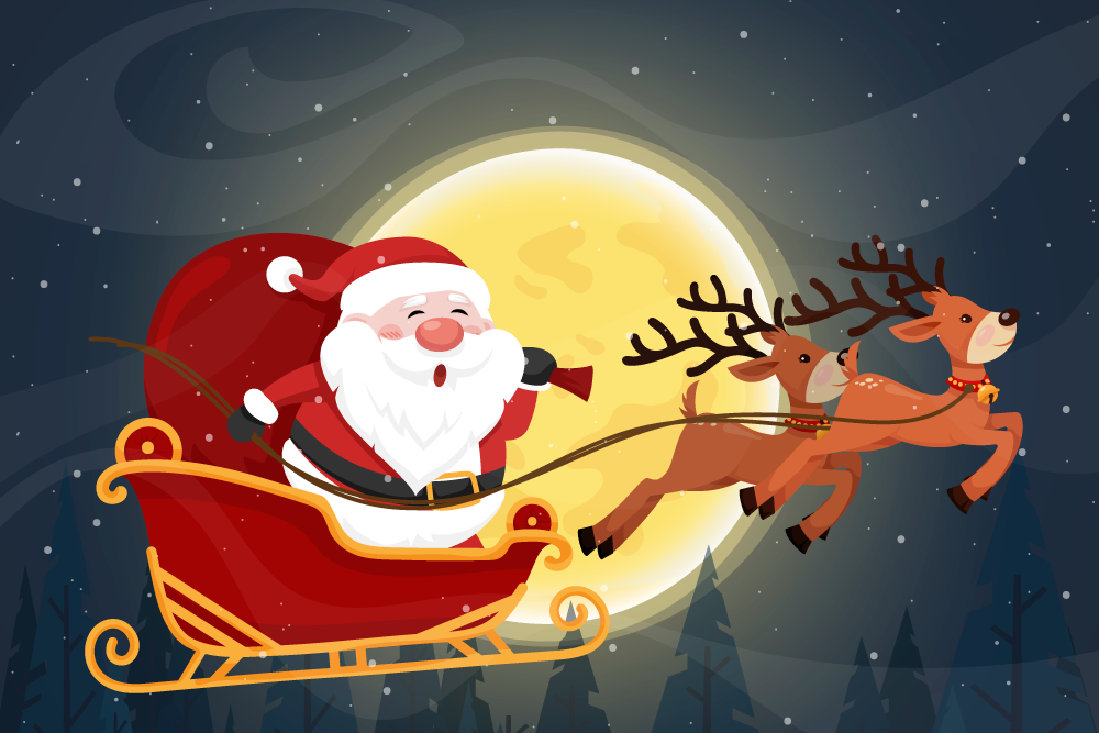 Santa Sleigh Ride Christmas vinyl rug - TenStickers