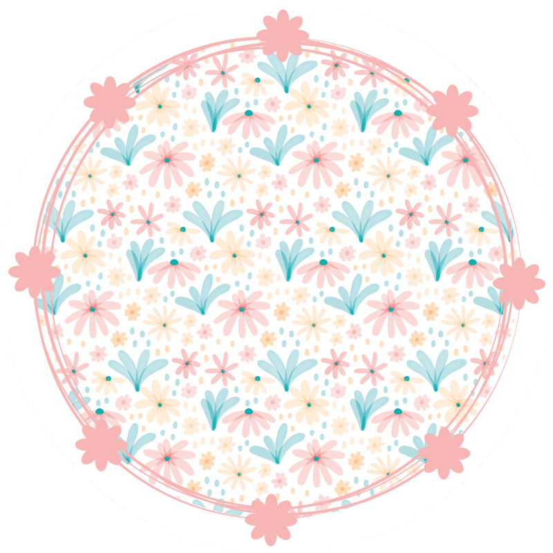 Gentle Bloom Motif floral vinyl rug - TenStickers