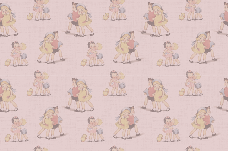 Retro Playful Friends kids vinyl rug - TenStickers