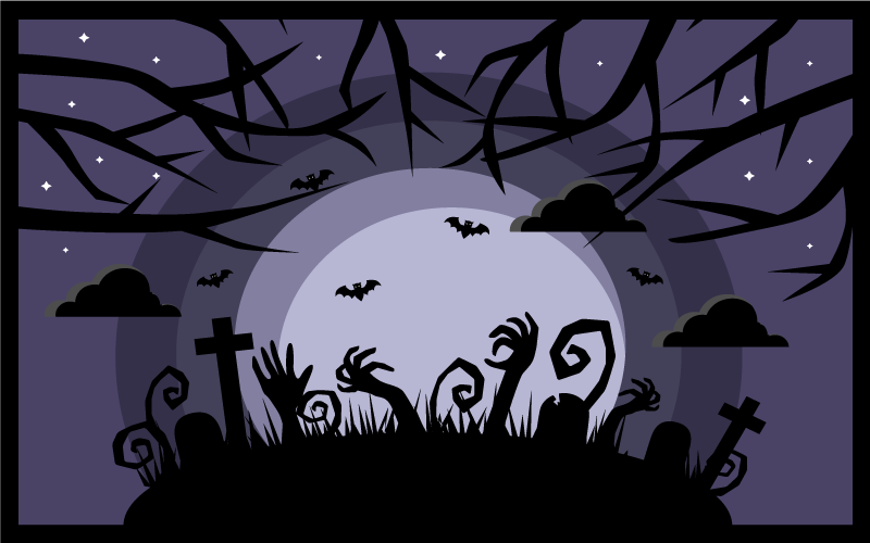 Spooky Graveyard Scene halloween vinyl rug - TenStickers