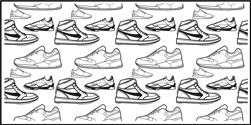 Sneaker Outline Pattern teen vinyl rug - TenStickers