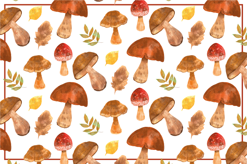 Mushroom & Leaf nature vinyl rug - TenStickers