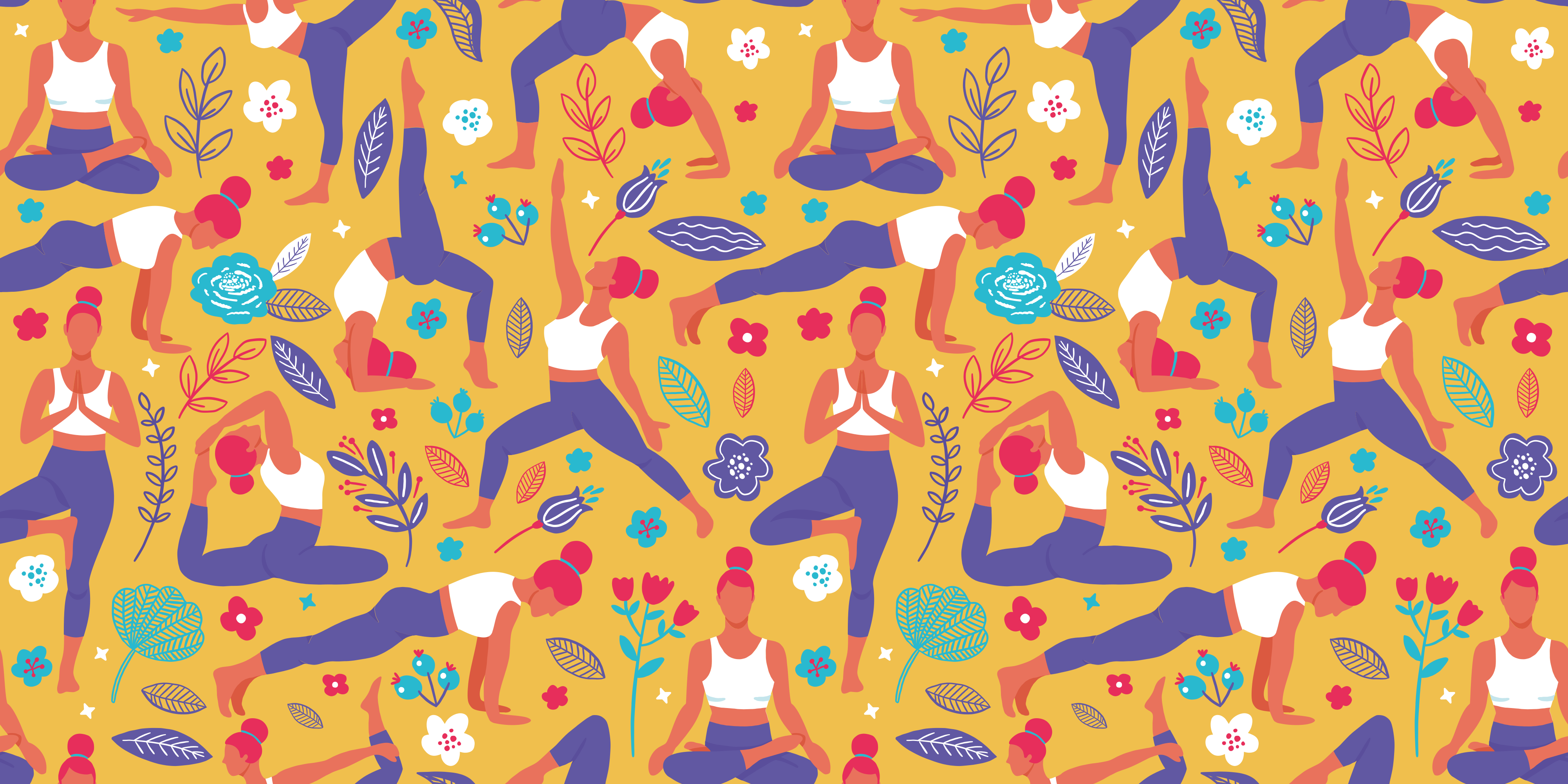 Vibrant Yoga Motifs teen vinyl rug - TenStickers