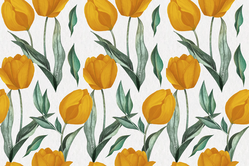Bright Yellow Tulips floral vinyl rug - TenStickers