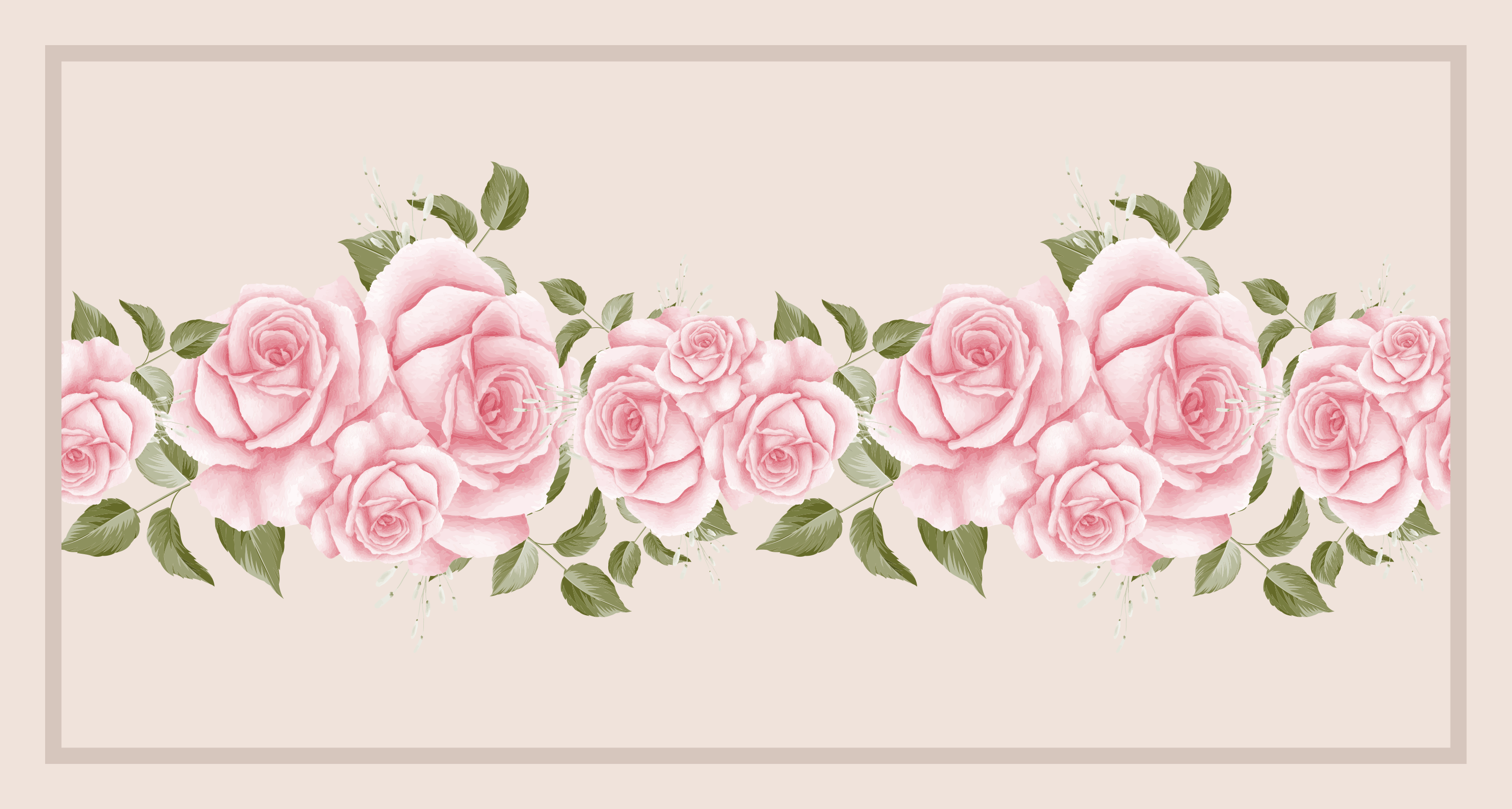 PINK ROSE BORDER floral vinyl rug - TenStickers