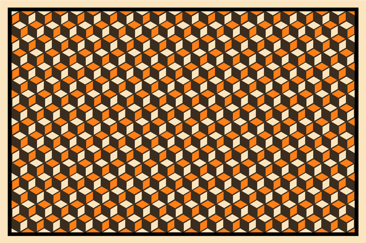 Retro geometric pattern in 3d effect rugs - TenStickers