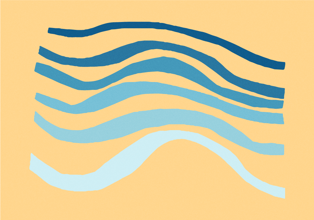 Curved Wave Motif minimal vinyl rug - TenStickers