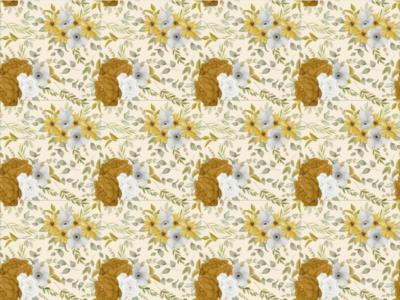 Botanical Leafy Design floral vinyl rug - TenStickers