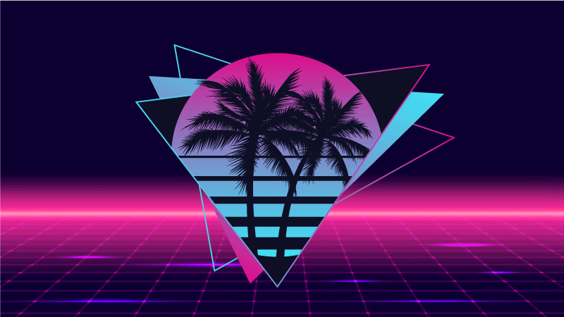 Retro Neon Palms vintage vinyl rug - TenStickers