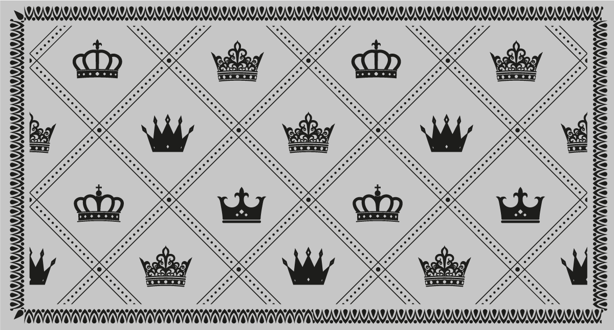 Monochrome Crown Pattern grey vinyl rug - TenStickers