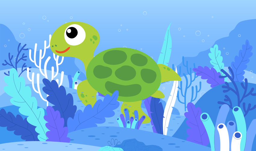 Cheerful Turtle Seascape playroom carpet - TenStickers