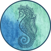 Seahorse Circular Pattern animal mat - TenStickers