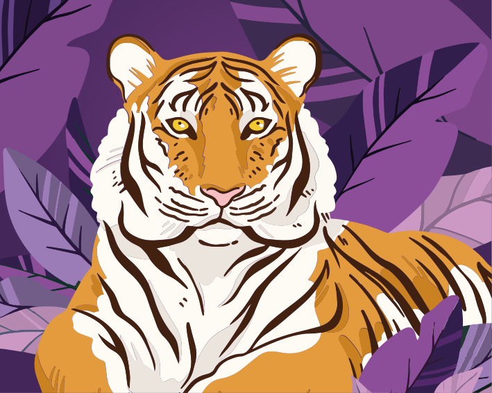 Tiger Illustration animal mat - TenStickers