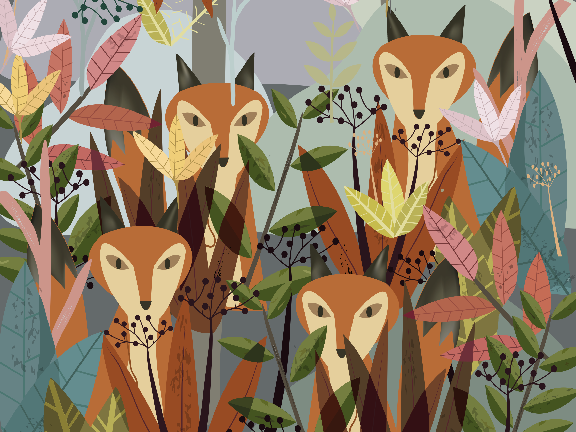 Forest Fauna Art animal mat - TenStickers