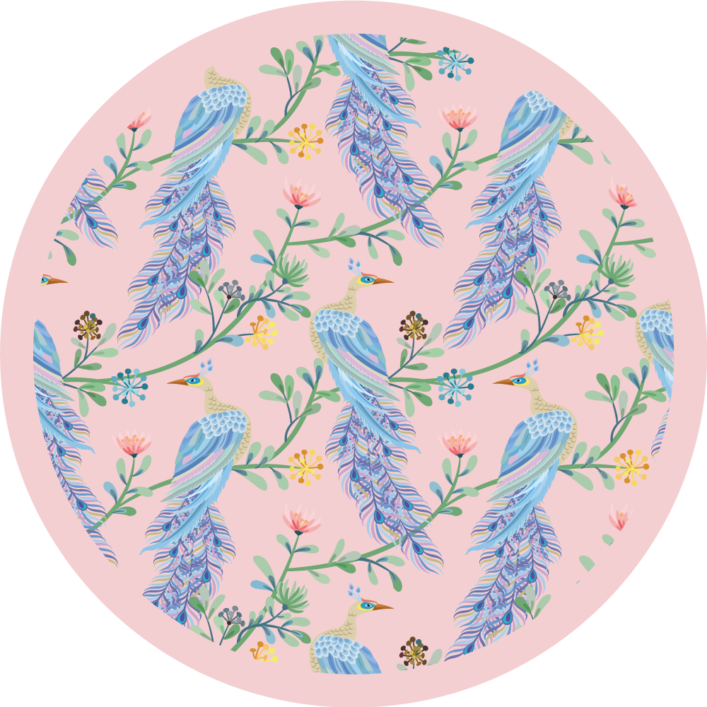 Birds in pink paradise animal vinyl floor rug - TenStickers