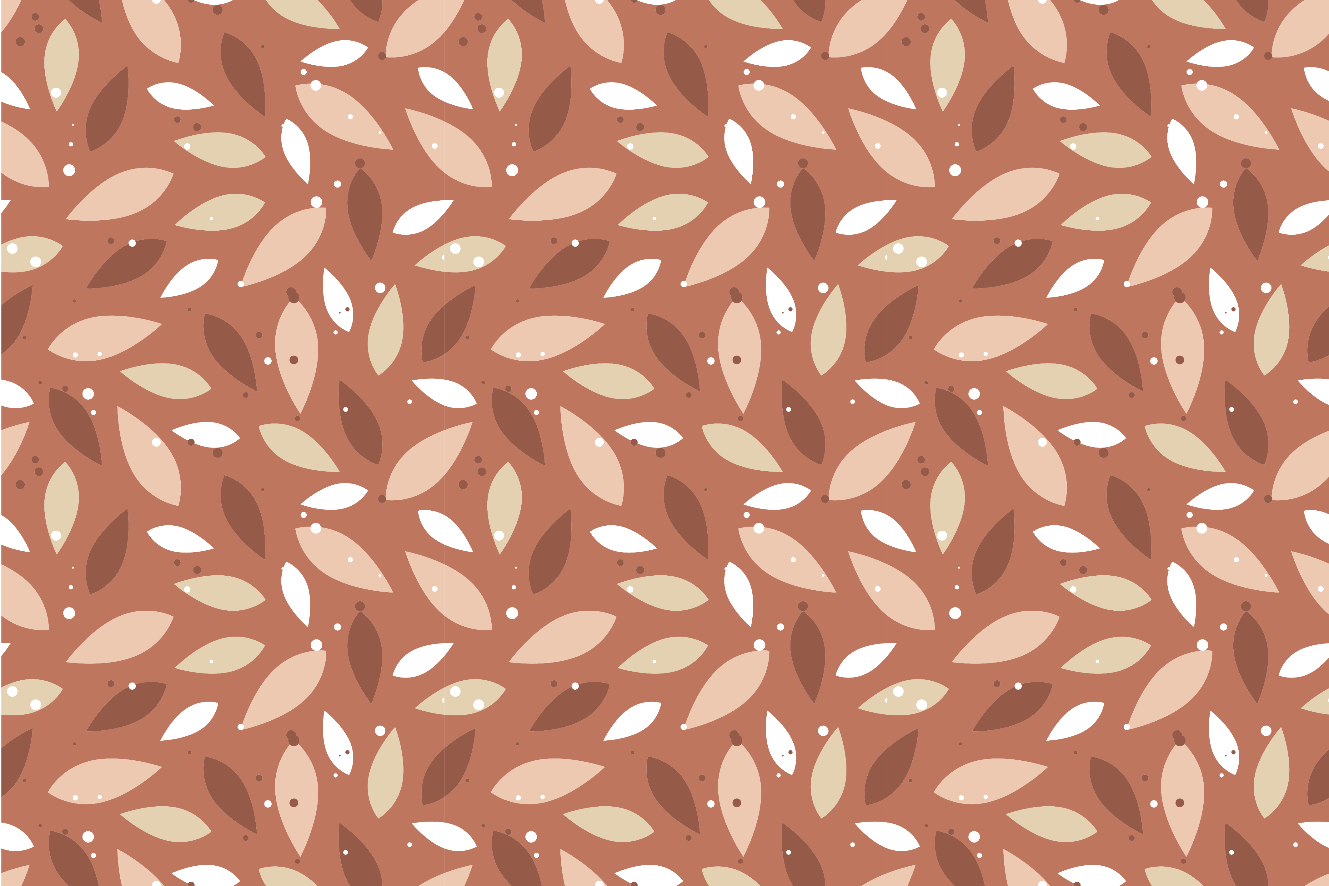Terracotta leaves pattern floral rug - TenStickers