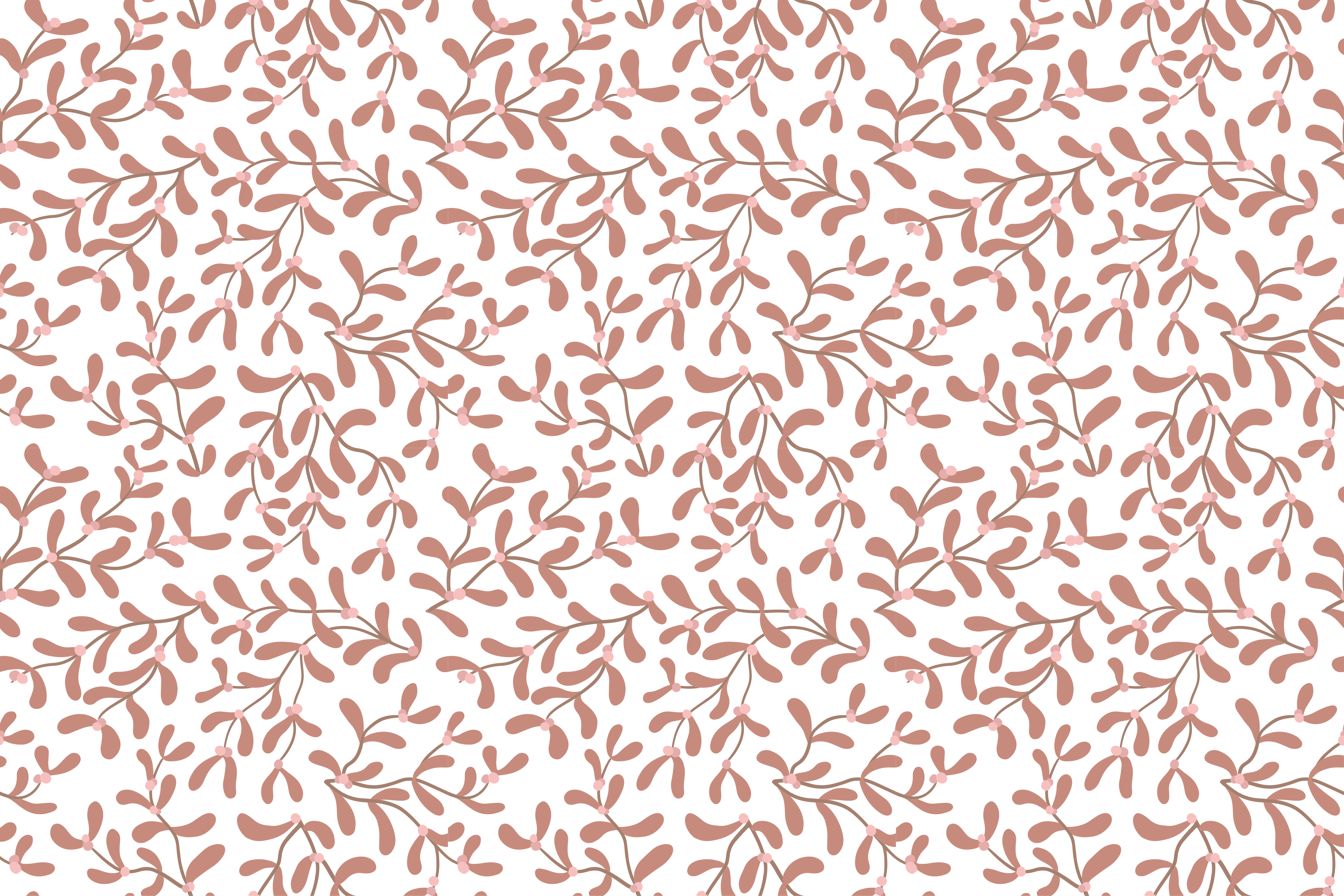 Terracotta small leaves pattern vinyl rug - TenStickers