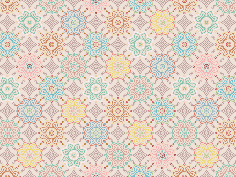 Geometric Mandala Pattern floral rug - TenStickers