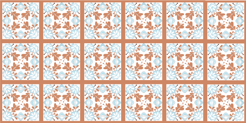 Floral Mediterranean tiles carpet - TenStickers