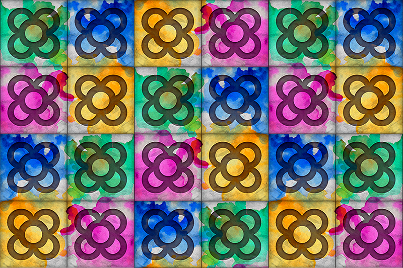 colorful panot tile vintage rug - TenStickers