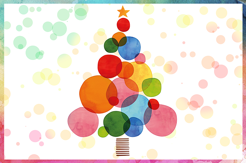 watercolor spruce Christmas rug - TenStickers