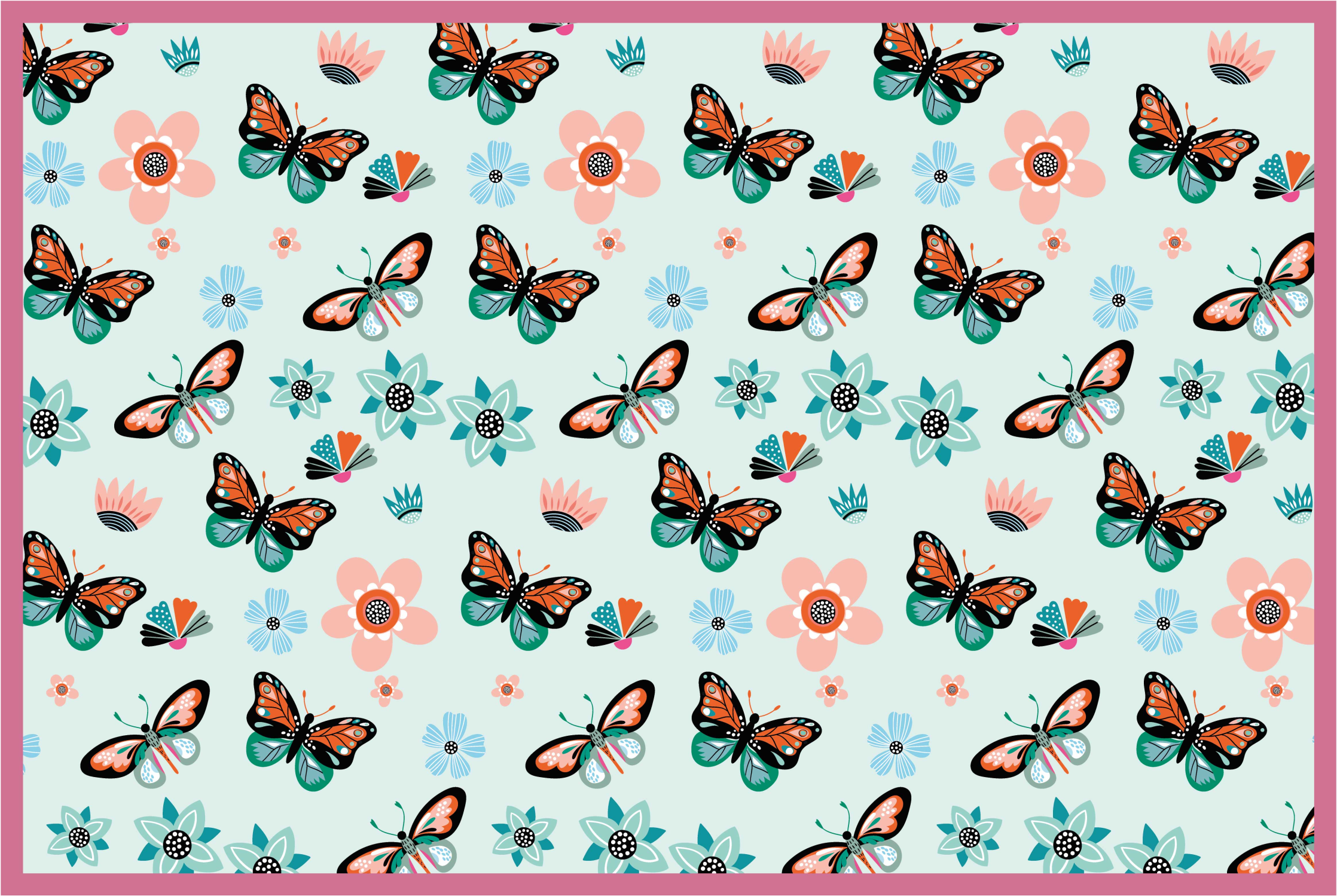 flowers and butterflies bedroom rug - TenStickers