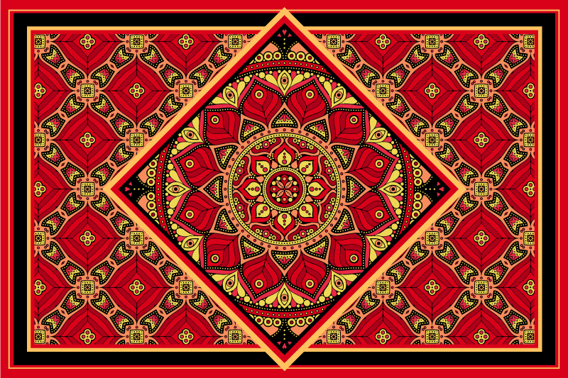 Ornamental classic design red vinyl rug - TenStickers