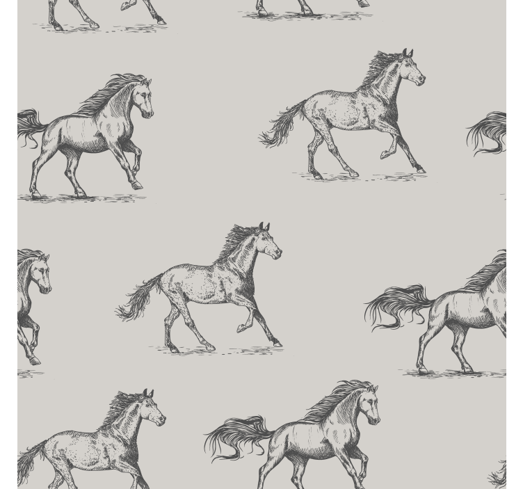 Grey simple pattern horses wallpaper - TenStickers