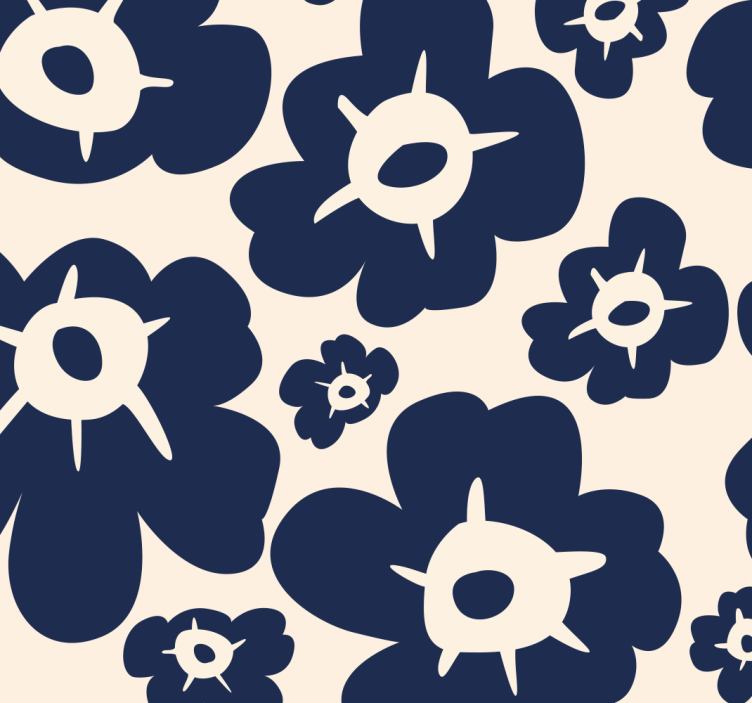Dark blue poppy flowers wallpaper - TenStickers